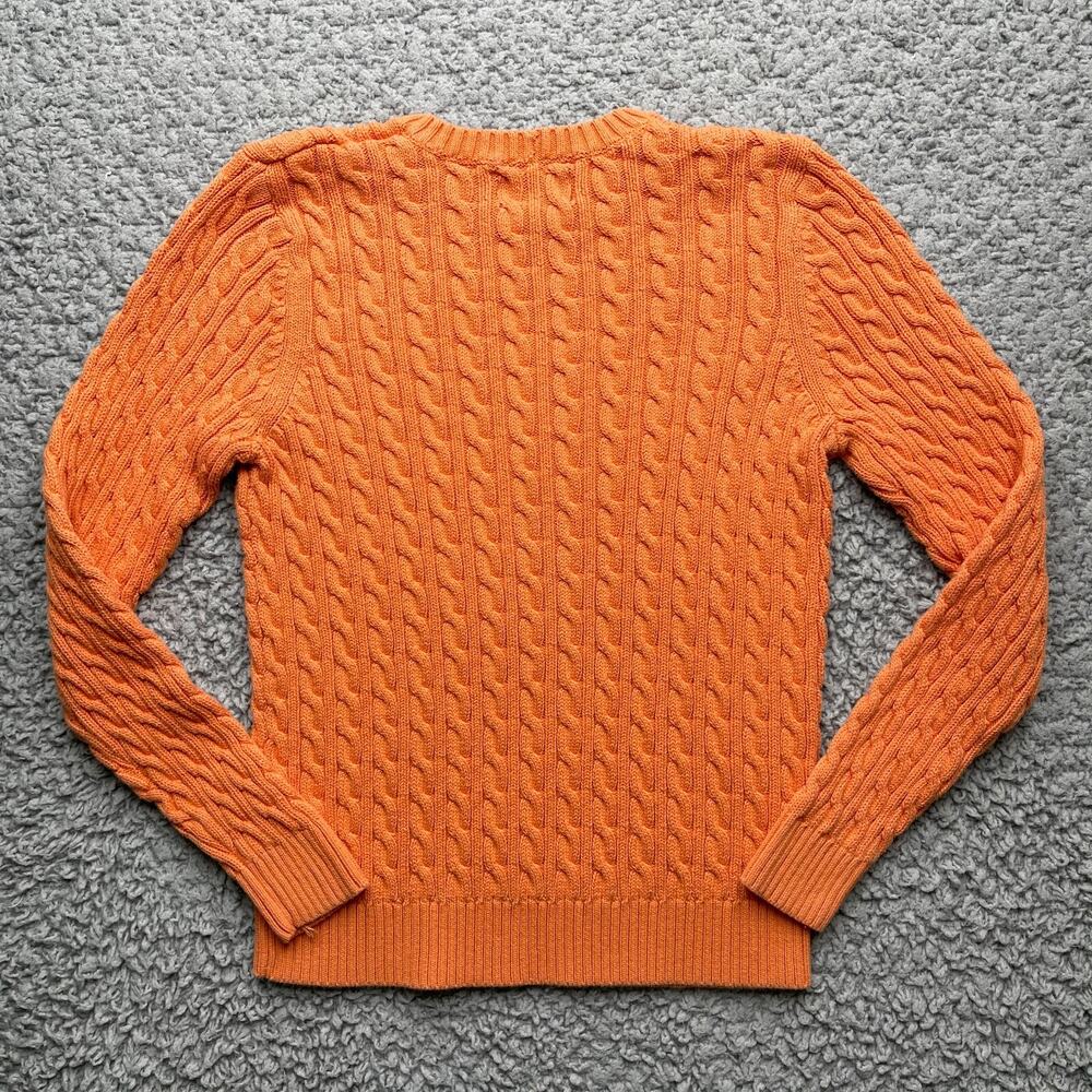 Duck Head Cable Knit Sweater Womens Medium Orange Crew Neck 100% Cotton - Picture 5 of 6